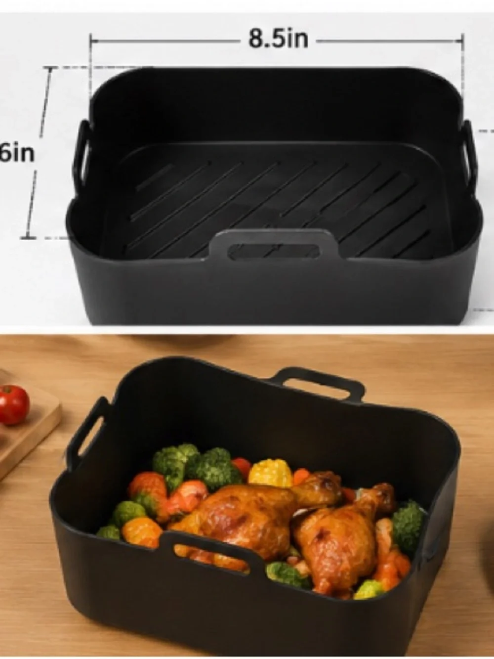 2 Pack Reusable Silicone Air Fryer Liners Nonstick Baking Basket